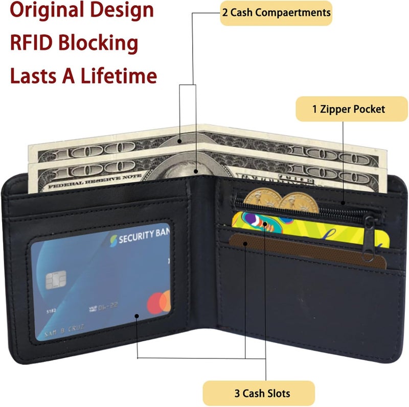 Jonyee Boys Wallet for Kids and Teenager, Funny Leather Bifold Purse with Zipper Coin Pocket and Card Cash Holder for Youth Men, Cool Cartoon Game Wallet for Kids Gifts -Space Astronaut - Image 2